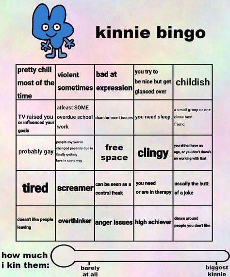 Bfb Four Kinnie Bingo, Osc Kinnie Bingo, Bfb Kinnie Bingo, Object Show Kinnie Bingo, Bfdi Kinnie Bingo, Kinnie Bingo, Bingo Sheets, Bingo Template, Need Sleep