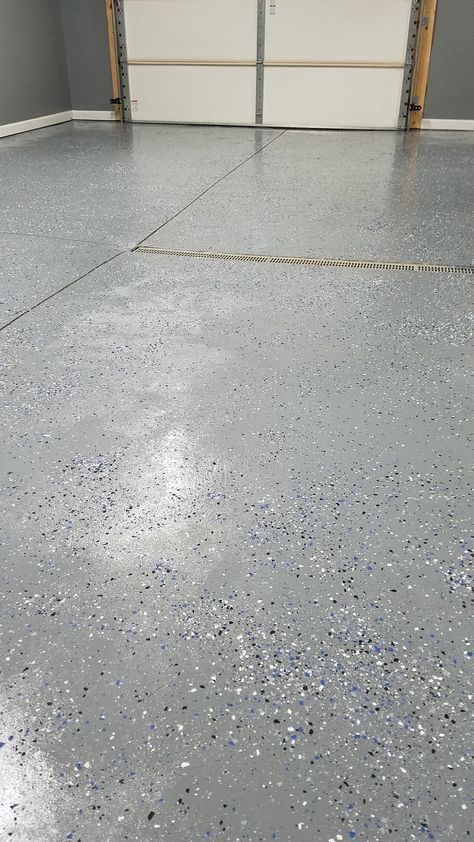 Rustoleum gray epoxy floor kit Gray Epoxy Floor, Glass Corner Shower, Wood Chip Mulch, Tree Mulch, Golf Fitness, Gray Floor, Epoxy Flooring, Stone Molds, Walnut Floors