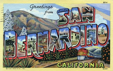 Greetings from San Bernardino, California - Large Letter Postcard California Postcard, San Bernardino California, San Bernardino County, California Art, San Bernardino, Large Letters, Fridge Magnet, Vintage Postcard, Post Cards