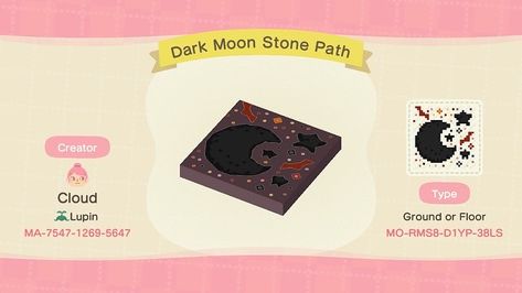 Acnh Black Cat Design Code, Dark Animal Crossing, Animal Crossing Stone Path, Acnh Horror, Path Acnh, Acnh Spooky, Acnh Halloween, Acnh Path, Ac Ideas