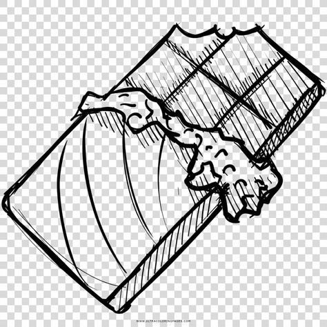 A Dessert Drawing, Chocolate Bar Sketch, How To Draw A Chocolate Bar, How To Draw Chocolate, Food Drawing Black And White, Chocolate Drawing Cute, Chocolate Bar Tattoo, Candy Bar Drawing, Chocolate Tattoo Ideas