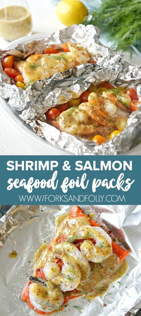 Mix it up on the grill tonight and swap out the burgers and dogs for this light supper featuring shrimp and salmon bundled up in grilled seafood foil packs. Easy prep, easier cleanup! Salmon Foil Pack, Salmon Foil Packets, Meal List, Shrimp Boil Foil, Florida Recipes, Salmon In Foil, Foil Pack Meals, Foil Dinners, Foil Packs