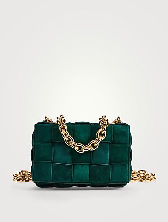 The Chain Padded Cassette Intrecciato Suede Bag Bottega Veneta Cassette, Diy Birthday Gifts For Friends, Soiree Dress, Suede Bag, The Chain, Loungewear Sets, Green Suede, Green Bag, Bottega Veneta