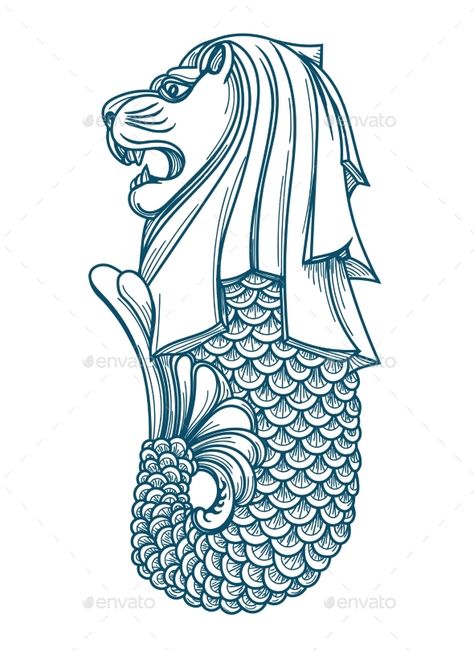 Singapore Merlion Icon #Singapore, #Merlion, #Icon Singapore Inspired Tattoos, Merlion Singapore Drawing Easy, Merlion Tattoo, Singapore Illustration, Singapore Lion, Singapore Merlion, Merlion Singapore, Singapore Tattoo, Singapore Design