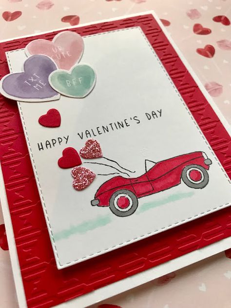 Driving By to Wish you a Happy Valentine's Day! Card Ideas Valentines, Valentine School, Stampin Up Valentine Cards, Valentines Day Cards Diy, Valentine Card Ideas, Homemade Valentines Day Cards, Card Sketches Templates, Homemade Birthday Cards, Valentine Cards Handmade