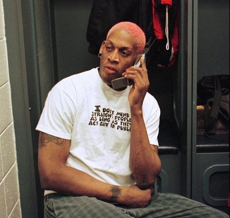 Velvey on Instagram: “Dennis Rodman’s T-shirt “I don’t mind straight people as long as they act gay in public” 📞 1996”