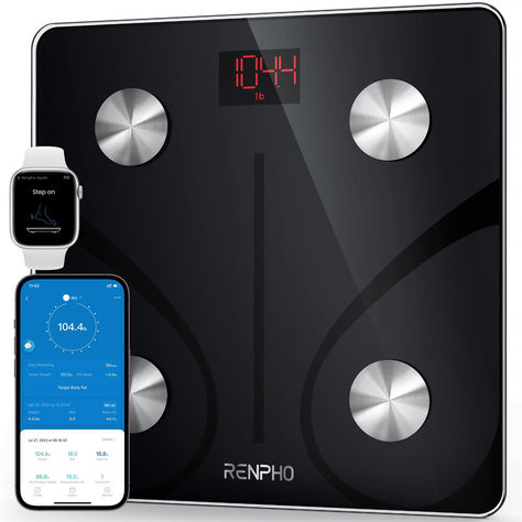 Renpho Health app works in connection with fitness apps. Easy setup app works with Fitbit App, Google Fit. Renpho already has millions of happy global users.（FSA / HSA eligible） 13 essential body measurements. Body weight shows on the scale, other body composition data including weight, BMI, body fat percentage stored in the app. Track everybody's metrics change on Renpho Health app. User-friendly app. Download Renpho Health app at App Store or Google Play. Digital Weight Scale, Body Weight Scales, Fitbit App, Body Fat Scale, Google Fit, Smart Scale, Body Fat Percentage, Apple Health, Fitness Apps