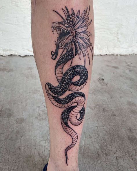 Quetzalcoatl Tattoo, Aztec Warrior Tattoo, Him And Her Tattoos, Mayan Tattoos, Feathered Serpent, Serpent Tattoo, Aztec Tattoo Designs, Aztec Tattoo, Fire Tattoo