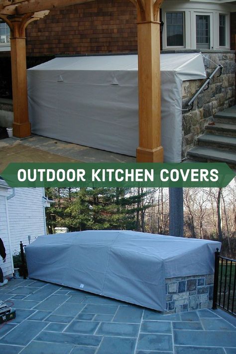 custom-outdoor-kitchen-cover Outdoor Kitchen Covering, Cover For Outdoor Kitchen, Outdoor Kitchen With Cover, Outdoor Kitchen Cover Ideas, Outdoor Freezer Cover, Outdoor Kitchen Ideas On A Budget, Bbq Ideas Backyard, Traeger Built In Outdoor Kitchens, Outdoor Cupboard