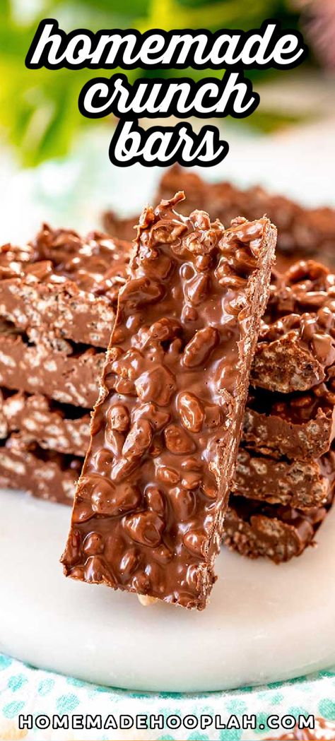 Homemade Nestle Crunch Bars, Diy Crunch Bar, Nestle Crunch Bars, Homemade Crunch Bars, Crunch Candy Bar, Crunch Bars Recipe, Candy Bar Recipe, Chocolate Bar Recipe, Nestle Crunch