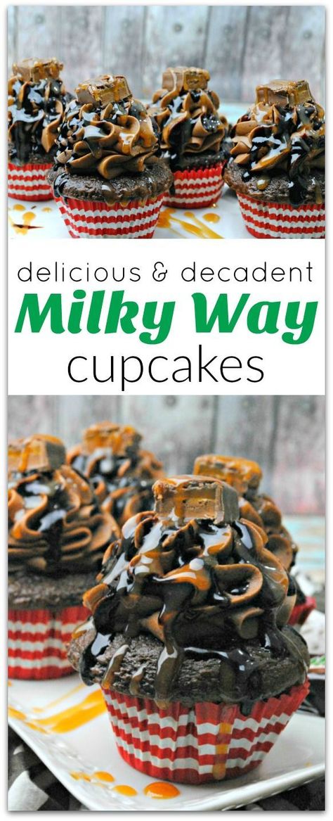 Milky Way Candy Bar, Milky Way Candy, Candy Bar Cupcakes, Candy Cupcake, Cake Delicious, Cupcake Flavors, Köstliche Desserts, Dessert Cupcakes, Yummy Cupcakes