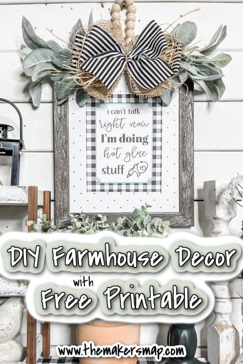 DIY Farmhouse Decor with Free Printable - Easy DIY Decor Tutorial Farmhouse Printables Free, Farmhouse Furniture Ideas, Rustic Farmhouse Exterior, Farmhouse Decoration Ideas, Farmhouse Exterior Ideas, Diy Farmhouse Ideas, Farmhouse Printables, Modern Farmhouse Ideas, Farmhouse Pictures