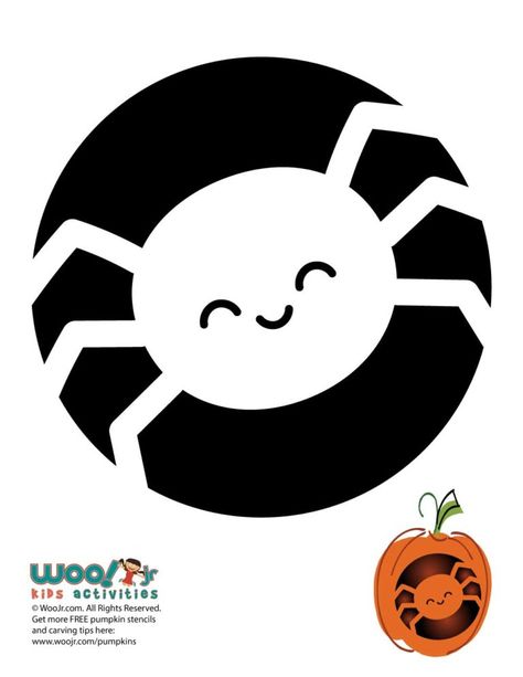 Cute Kawaii Pumpkin Stencils | Woo! Jr. Kids Activities : Children's Publishing Bluey Pumpkin Carving, Easy Pumpkin Carving Ideas Cute, Spider Pumpkin Carving, Pumpkin Stencil Printable, Easy Pumpkin Stencils, Pumpkin Carving Stencils Easy, Kids Pumpkin Carving, Pumpkin Carving Stencils Templates, Pumpkin Carving Pattern