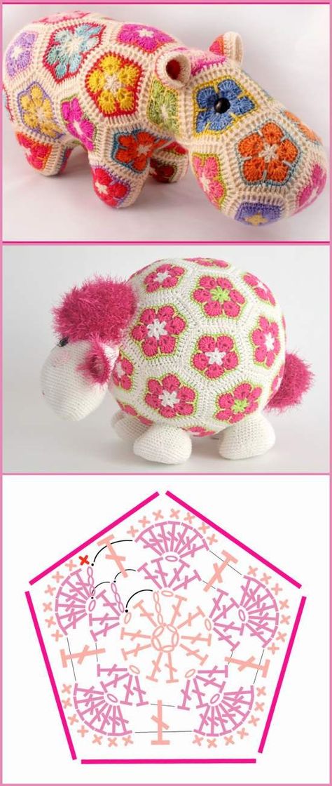 How To Crochet African Flowers - Ideas and Free Patterns African Flower Crochet Animals Free, African Flower Crochet Animals, African Flower Crochet, Crochet African Flowers, Knitted Toys Free Patterns, Easy Knitting Projects, Crochet Flowers Free Pattern, Flowers Crochet, Crochet Animals Free Patterns