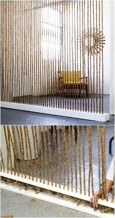 Cardboard Room Divider, Pallet Room, Modern Partition Walls, Office Room Dividers, Diy Sliding Door, Door Dividers, Bamboo Room Divider, Diy Room Divider, Rope Decor