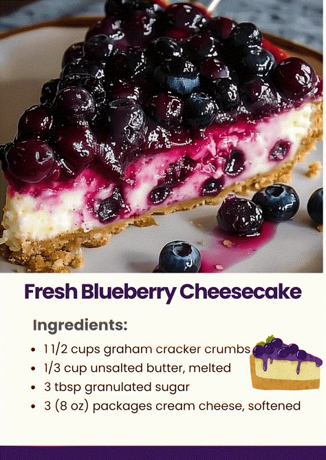 No Bake Cheesecake with Blueberry Sauce Blueberry Cheesecake Sauce, Blueberry Cheesecake Recipes Easy, Blueberry Cheesecake No Bake, Blueberry Cheesecake Recipes, Fresh Blueberry Cheesecake, No Bake Blueberry Cheesecake Recipe, Homemade Blueberry Cheesecake, Huckleberry Cheesecake, Blueberry Cream Cheese Pie