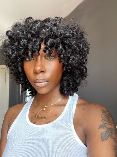 Curly Fro Wig, Wig Hairstyles Bangs, Curly Baddie, Embracing Natural Hair, Curl Wig, Black Hair Updo, Wig Looks, Bob Braids Hairstyles, Curly Crochet Hair