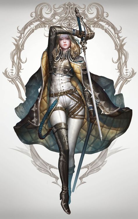 Rapier Knight_by_Jeongseok-Lee Woman Warrior, Heroic Fantasy, 캐릭터 드로잉, Warrior Princess, Female Character, Fantasy Warrior, Arte Fantasy, 판타지 아트, Fantasy Rpg