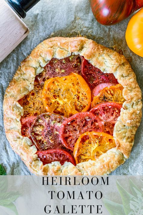 This Heirloom Tomato Galette is filled with juicy heirloom tomatoes, sweet caramelized onions, and nestled atop a soft buttery flakey crust. It’s so easy to make, unbelievably delicious, and it will leave your house smelling AHHH’mazing. Recipes Cottagecore, Cornmeal Crust, Tomato Galette, Flakey Pie Crust, Refreshing Summer Recipes, Chilled Desserts, Galette Recipe, Crowd Pleasing Recipes, Pastry Crust