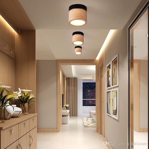 2019 Modern Iron Wooden Ceiling Lamp Nordic Wood Led Ceiling Lights For Living Room Bedroom Stair Corridor Aisle Light Fixtures From Lightfixture, $26.1 | DHgate.Com Stairway Lighting, Wooden Shades, Led Outdoor Wall Lights, Glass Wall Lights, Recessed Ceiling, Hallway Lighting, Led Ceiling Lamp, Wood Shades, Bathroom Wall Lights