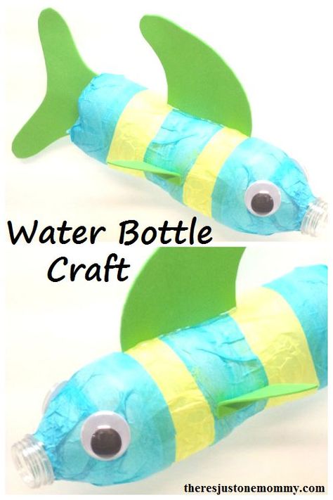 recycled water bottle craft -- make a fish from a water bottle  --  Earth Day craft http://theresjustonemommy.com/2012/08/10/a-fishy-water-bottle-craft/ Water Bottle Crafts For Kids, Kids Water Bottle Crafts, Water Bottle Fish, Bottle Crafts For Kids, Easy Plastic Bottle Crafts, Bottle Fish, Under The Sea Crafts, Water Bottle Crafts, Fish Craft