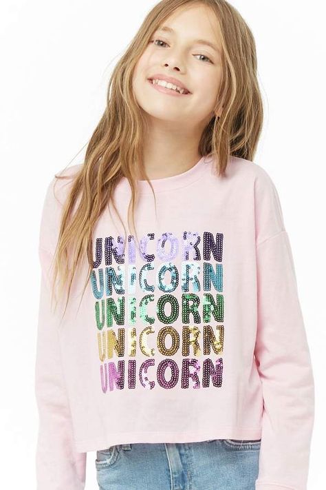 Forever 21 Girls Outfits, Panda Items, Unicorn Top, Preteen Clothing, Unicorn Fashion, Fashion Design Drawing, Forever 21 Girls, Unicorn Outfit, Top Kids