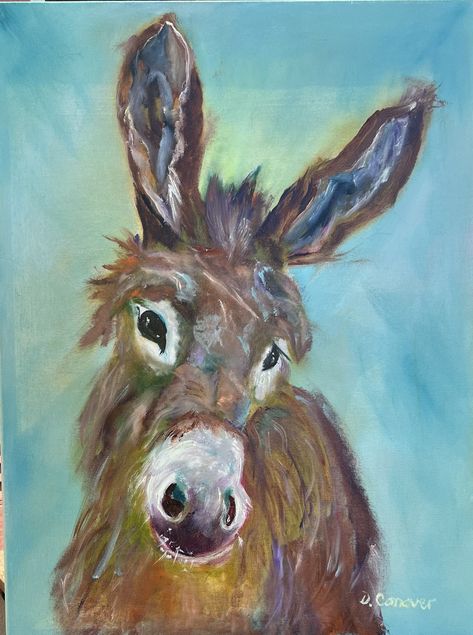 Donkey Canvas Painting, Christmas Donkey Painting, Donkey Painting, Acrylic Painting Easy, Colour Pictures, Christmas Donkey, Painting Easy, Donkeys, Food Stuff