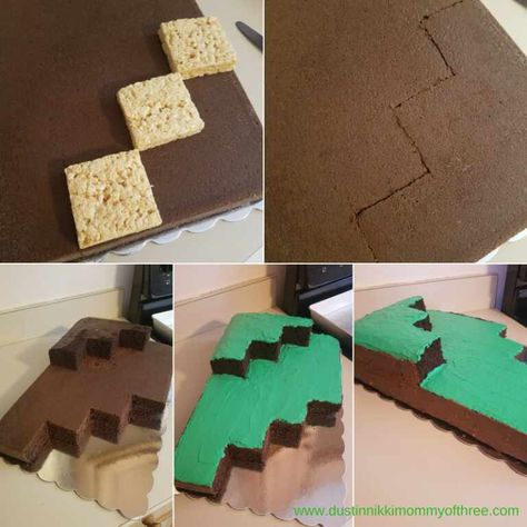 Birthday Cake Minecraft, Minecraft Landscape, Diy Minecraft Birthday Party, Cake Minecraft, Minecraft Party Decorations, Minecraft Birthday Cake, Easy Minecraft Cake, Savory Cakes, Nut Allergy