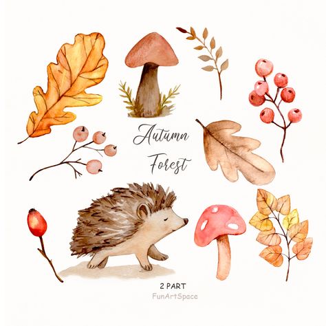 Hand Painted Fall Cards, Autumn Hedgehog Illustration, Autumn Wreath Watercolor, Fall Floral Illustration, Fall Watercolor Art For Beginners, Autumn Watercolor Illustration, Autumnal Watercolour, Fall Watercolor Paintings Easy, Watercolor Art Autumn