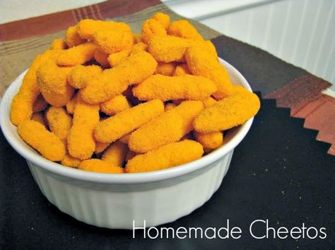 Homemade junk food (Approved by Michael Pollan!) Homemade Cheetos, Cheetos Cheese Puffs, Cheetos Recipe, Classic Snacks, Cheesy Snacks, Cheese Puffs Recipe, Cheesy Snack, Kid Snacks, Cheese Snacks