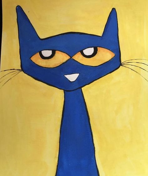 Cool Parking Spot Painting, How To Draw Pete The Cat, Funny Parking Spot Painting, Pete The Cat Drawing, Painting Ideas On Canvas Cat, Easy Cat Painting Ideas On Canvas, Pete The Cat Profile Picture, Pete The Cat Painting, Cat Painting Easy