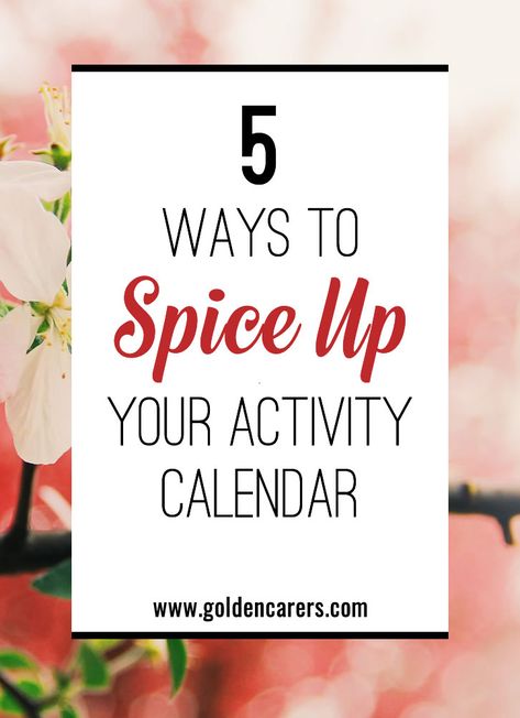 5 Ways to Spice Up Your Activity Calendar Senior Citizen Activities Crafts, Senior Care Activities, Assisted Living Activities, Senior Center Activities, Senior Citizen Activities, Memory Care Activities, Senior Living Activities, Activity Calendar, September Activities