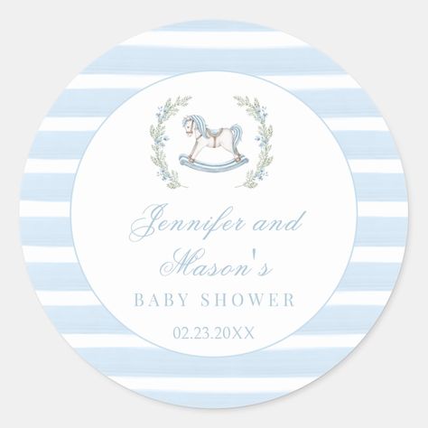 Pastel Blue Stickers, Boho Baby Boy, Blue Stickers, Wooden Rocking Horse, Horses Theme, Baby Art, Baby Shower Theme, Blue Baby, Boho Baby