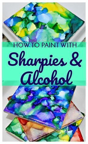 How To Use Gallery Glass Paint, Alcohol Ink Art Coasters, Alcohol Ink Tiles Coasters, Alcohol Painting On Canvas, Painting With Tea, Sharpies And Alcohol, Alcohol Painting, Idea Paint, Alcohol Art