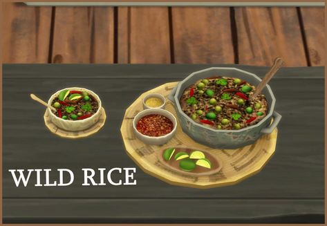 Wild Rice Meal | Patreon Food Mod Sims 4, Sims 4 Mods Food, Sims4 Food, Cc Mods, Mod Decor, Beans And Rice, Wild Rice, Sims Mods, Sims 4 Mods