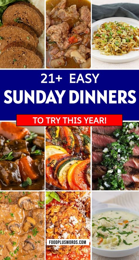 Are you looking for delicious Sunday dinner ideas? How about trying some mouthwatering soul food or comforting Southern cuisine dishes that are super easy to make and perfect for the whole family. Whether you use your favorite cookware or opt for a lazy crockpot option, these recipes are quick, fun, and guaranteed to be a hit! From light and cheap meals to fast and yummy options, these Sunday dinner ideas will be the highlight of your week. Don't wait - get cooking now! Healthy Sunday Dinner Recipes, Sunday Dinner For Two, What’s For Supper, Summer Sunday Dinner Ideas, Healthy Sunday Dinner Ideas, Soulfood Sunday Dinner Ideas, Southern Sunday Dinner Ideas, Sunday Family Dinner Ideas, Easy Sunday Dinner Ideas