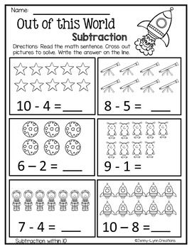 Preschool Printable Worksheets Subtraction Kindergarten, Math Addition Worksheets, Math Subtraction, Addition And Subtraction Worksheets, 1st Grade Math Worksheets, Word Wall Cards, Subtraction Worksheets, About Space, Kids Math Worksheets