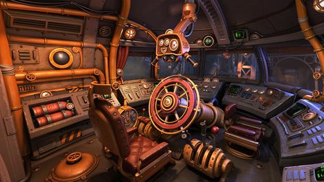 Michael Sormann - Spaceship Bridge Steampunk Spaceship Interior, Concept Art Spaceship, Victorian Spaceship, Magic Spaceship, Submarine Spaceship, Inside Spaceship, Spaceship Bridge, Steampunk Spaceship, Submarine Interior