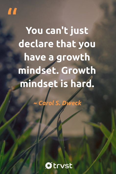 "You can't just declare that you have a growth mindset. Growth mindset is hard." - Carol S. Dweck #trvst #quote #mindset #growthmindset #mindfulness #goals #nevergiveup #begreat #bethechange #motivation #entrepreneurmindset #health 📷 @vectorbeast on unSplash Self Growth Quotes, Motivational Speakers, Inner Joy, Mindset Growth, Personal Growth Quotes, Leadership Qualities, Growth Quotes, Finding Happiness, Entrepreneur Mindset