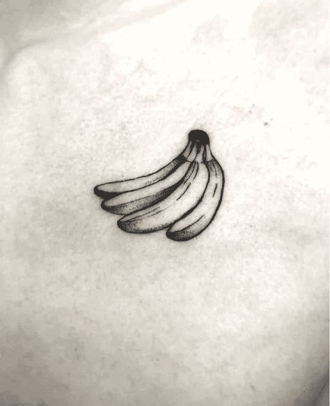 Banana Tattoo Ideas, Tiny Banana Tattoo, Banana Tattoo Minimalist, Baddies Tattoos, Tattoo Farm, Banana Tattoo, Line Drawing Tattoos, Fruit Tattoo, Stick N Poke Tattoo