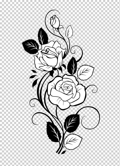 Hawaiian Flower Drawing, Rose Vine Tattoos, Lemon Drawing, Vine Drawing, Rose Stencil, Symbol Drawing, Rose Vine, Silhouette Drawing, Drawing Stencils