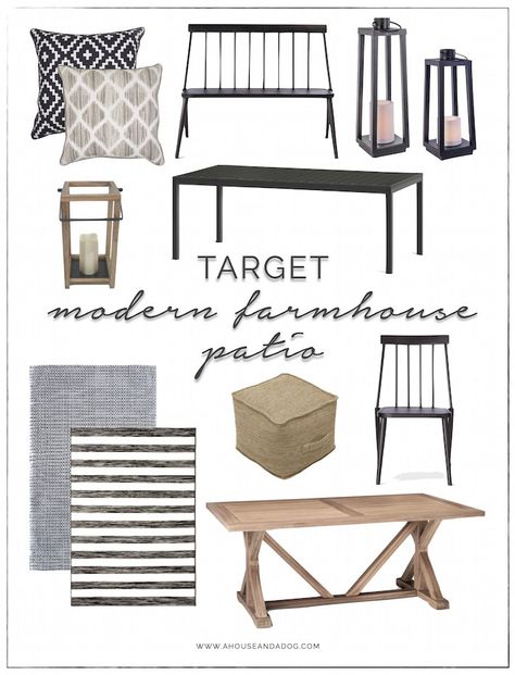 Modern Farmhouse Patio Furniture + Decor from Target | helloallisonblog.com Farmhouse Patio Furniture, Modern Farmhouse Patio, Farmhouse Patio, Interior Design Minimalist, Target Home, Target Home Decor, Apartment Patio, Modern Patio, Farmhouse Furniture