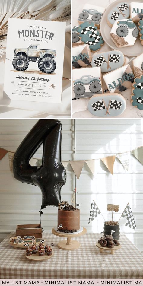 13+ *Coolest* 3rd Birthday Themes for Boys We're Loving Third Birthday Boy Theme Ideas, 3rd Birthday Party Themes, 3rd Birthday Themes, Birthday Party Themes For Boys, Monster Truck Party, Party Themes For Boys, Birthday Themes For Boys, Truck Party, Preparing For Baby