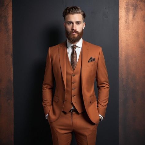 Elevate your style with our exquisite Rust Suit for Men. Crafted with precision and attention to detail, this timeless classic is ideal for weddings, formal events, and special occasions. Our 3 Piece features a slim-fit design, ensuring a sharp, tailored look that combines comfort and sophistication. * Unmatched Elegance: This Rust suit exudes refined elegance, making you stand out on your big day. * High-Quality Fabric: Crafted from premium materials for ultimate comfort and durability. * Impec 3 Piece Suits Men, Rust Suit, Suits Men Wedding, 3 Piece Suit Men, Men Wedding Suits, Suit Groomsmen, Suit For Men, Suits Men, Groomsmen Suits