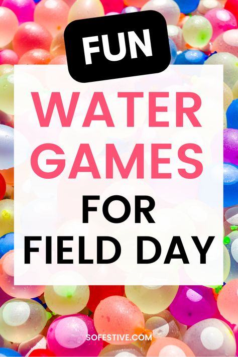 Looking for fun water games for field day? Here are easy water games for kids! Includes water balloon games, relay races and other group water games. Water Games To Play With Kids, Water Carnival Games For Kids, Water Day At School For Kids, Water Stations For Field Day, Water Games For Middle Schoolers, Water Play Day Activities, Kid Water Games, Easy Water Activities For Kids, Summer Water Games For Kids