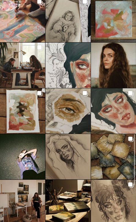 Insta Photo Ideas Artist, Art Instagram Inspiration, Instagram Feed Astethics Ideas, Artsy Ig Feed, Digital Art Instagram Feed, Insta Art Account Ideas, Posting Art On Instagram, Painting Instagram Feed, Aesthetic Instagram Feed Artist