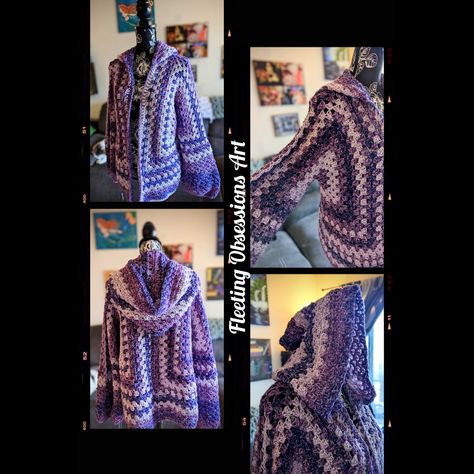 I named this one The Viole[n]t Rogue cardigan. I still love it. 
Made with Lions Brande Mandela Chi yarn. I just love how this yarn drapes and feels on your skin. 

*Pattern is available on Ravelry or my website
The Sweet Hexagon cardigan
https://fleetingobsessionsart.squarespace.com/shop/p/pattern-sweet-hexagon-cardigan-pack

#fleetingobsessionsart #fleetingobsessionscrafts #sweethexagoncardigan #crochet #crochetcardigan #hexagon #cardigan #handmadecardigan #purple Hexagon Cardigan, Skin Pattern, Crochet Cardigan, The Sweet, My Website, Just Love, Ravelry, Your Skin, Cardigans