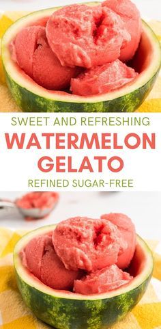 Sugar-free, dairy-free, and only 2 ingredients! This WATERMELON GELATO is so easy to make, and no ice cream maker is required. Vegan and nut-free. Watermelon Sorbet Recipe Ice Cream Maker, Watermelon Gelato Recipe, Soul Cookies, Watermelon Sorbet Recipe, Watermelon Gelato, Dairy Free Gelato, Ninja Ice Cream Recipe, Emoji Puzzle, Sugar Free Ice Cream