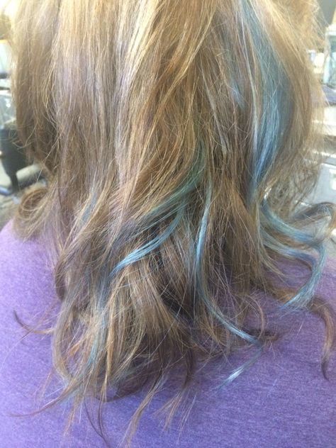 Peek a boo blue highlights. Fun color easily hidden for work (: Peek A Boo Blue, Blue Highlights, Fun Color, Dye My Hair, Hair Stuff, Peek A Boo, Hair Inspo, Hair Ideas, Beauty Tips