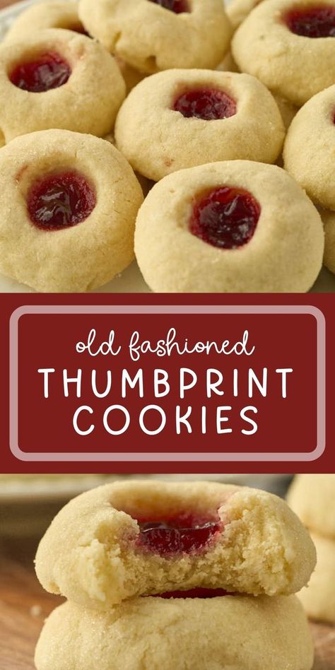 Sometimes all you need is a classic. Grandma's Kitchen has the best old fashioned thumbprint cookies for your sweet craving needs. Made with rich, buttery cookie dough rolled in sugar and filled with yummy strawberry jam these are sure to satisfy your cravings. Jam Thumbprint Cookies Recipe, Jam Thumbprint Cookies, Easy Jam, Bake Easy, Jelly Cookies, Thumbprint Cookies Recipe, Grandma's Kitchen, Best Christmas Recipes, Holiday Dessert Recipes